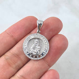 Dije Virgen del Carmen Medalla 4.35gr / 2.8cm / Circones Blancos Oro Blanco 18K