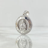 Dije Virgen del Carmen Medalla 4.35gr / 2.8cm / Circones Blancos Oro Blanco 18K