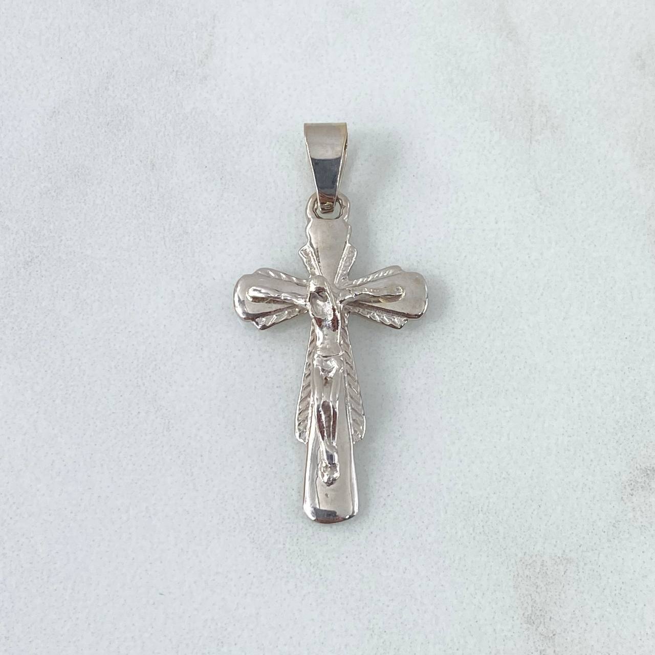 Dije Cruz Cristo 3.15gr / 3.4cm / Circones Blancos Oro Blanco 18K