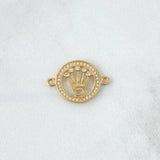 Herraje Corona Circulo 2.1gr / 2.2cm / Circones Blancos Oro Amarillo 18K