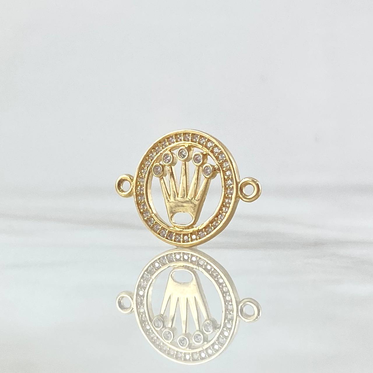 Herraje Corona Circulo 2.1gr / 2.2cm / Circones Blancos Oro Amarillo 18K