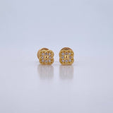 Topos Trebol 0.85gr / Circones Blancos Oro Amarillo 18K $