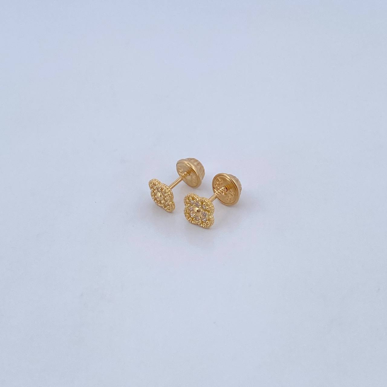 Topos Trebol 0.85gr / Circones Blancos Oro Amarillo 18K $