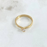 Anillo Solitario Liso Intermedio 2.8gr / T7 / Central Circon Blanco Oro Amarillo 18K ©