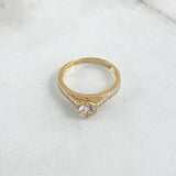 Anillo Solitario Columna Incrustada 2.45gr / T6 1/4 / Circones Blancos Oro Amarillo 18K ©