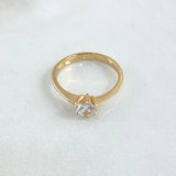 Anillo Solitario Liso Delicado 2.65gr / T6 / Central Circon Blanco Oro Amarillo 18K ©