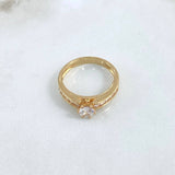 Anillo Solitario Medianera 3.3gr / T6 1/4 / Circones Blancos Oro Amarillo 18K ©