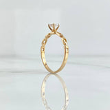 Anillo Solitario Cadena 1.55gr / T7 1/4 / Central Circon Blanco Oro Amarillo 18K ©