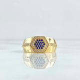 Anillo Panal Hexagonal 6gr / T11 / Circones Blancos Azules Oro Amarillo 18K ©