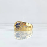 Anillo Panal Hexagonal 6gr / T11 / Circones Blancos Azules Oro Amarillo 18K ©