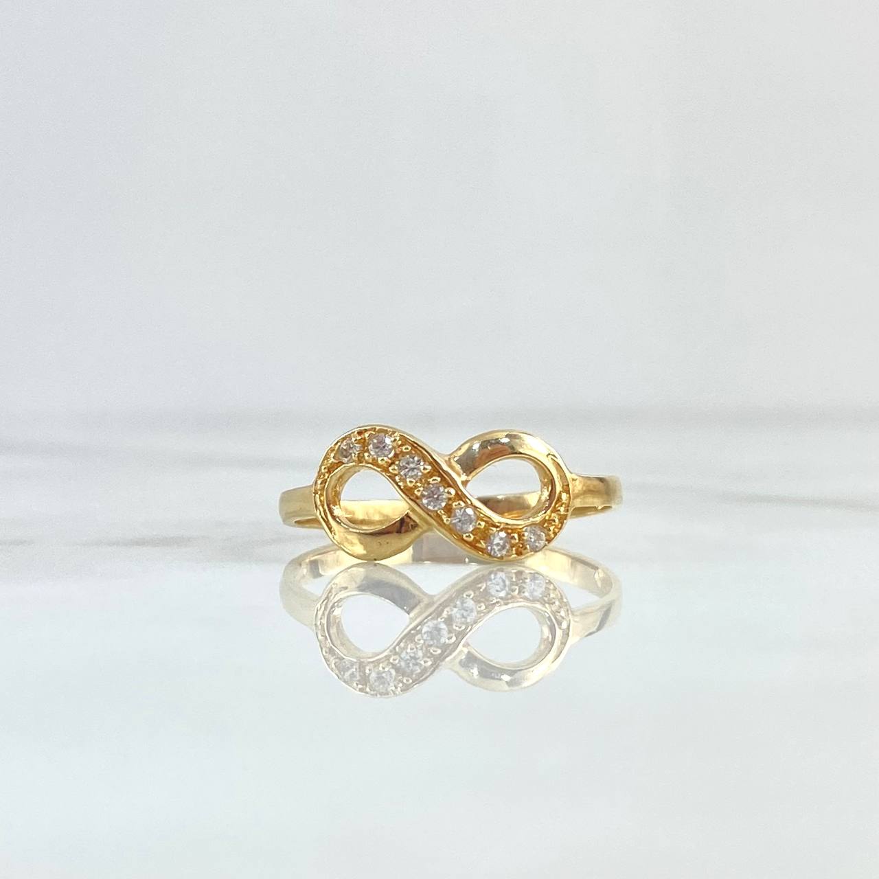 Anillo Infinito Parcial 2.2gr / T9 1/4 / Circones Blancos Oro Amarillo 18K