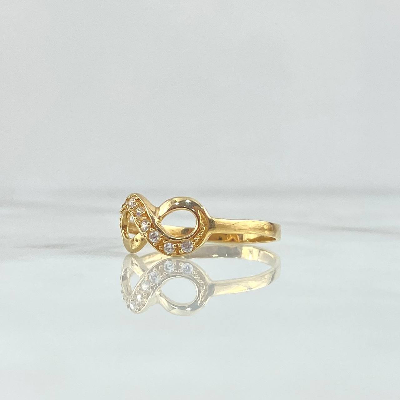 Anillo Infinito Parcial 2.2gr / T9 1/4 / Circones Blancos Oro Amarillo 18K