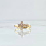 Anillo Cruz Doble Fila 1.3gr / T4 3/4 / Circones Blancos Oro Amarillo 18K