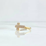 Anillo Cruz Doble Fila 1.3gr / T4 3/4 / Circones Blancos Oro Amarillo 18K