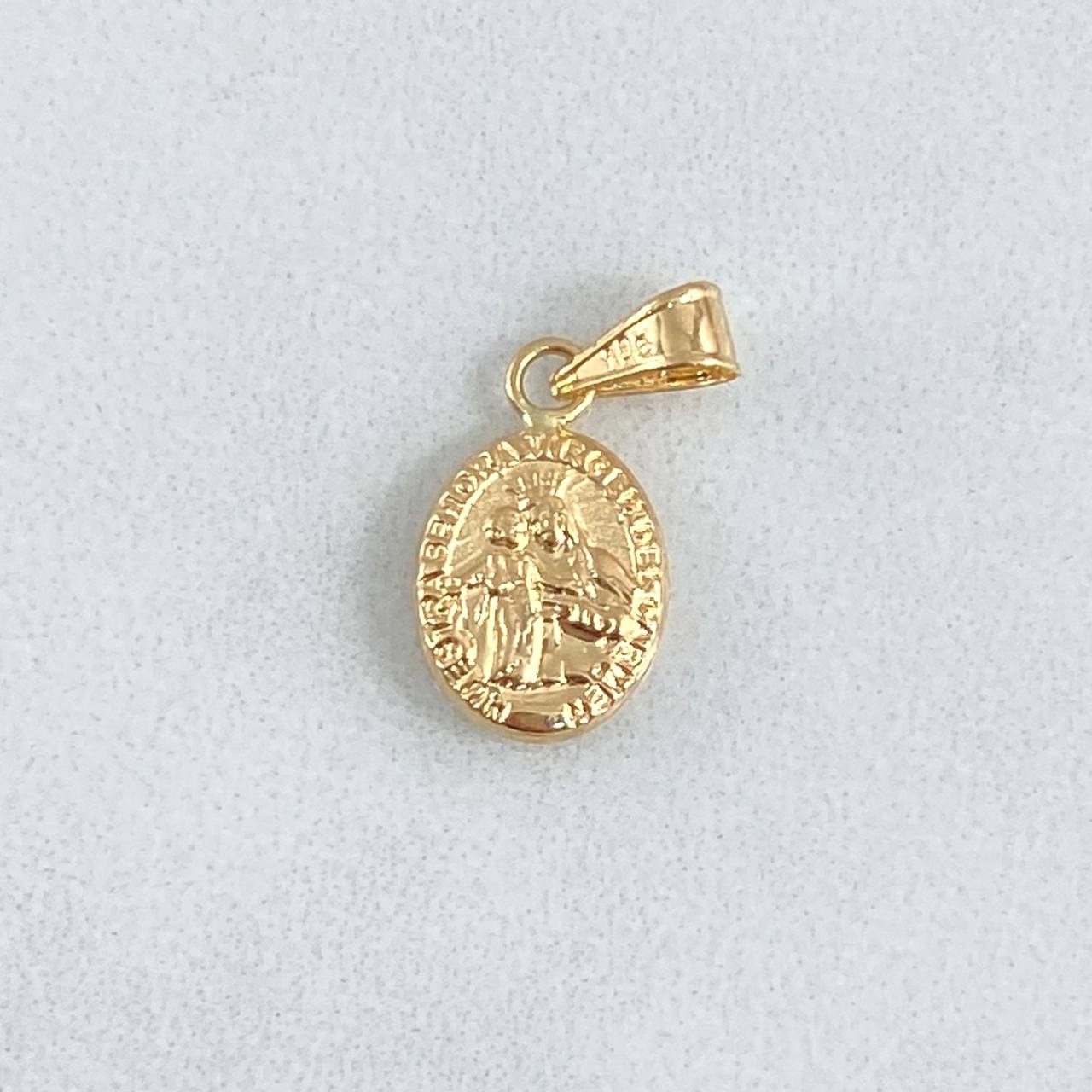 Dije Virgen del Carmen troquelada 0.45gr / 1.8cm / Cargador Liso Oro Amarillo 18K