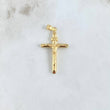 Dije Cruz Cristo Puntas Planas 1.4gr / 3.7cm / Cargador Liso Oro Amarillo 18K