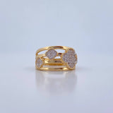 Anillo Lineas Treboles 4.25gr / T6 1/2 / Circones Blancos Oro Amarillo 18K &