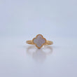 Anillo Trebol VCyA 1.9gr / T6 1/2 / Nacar Blanco Oro Amarillo 18K &