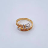 Anillo Cinturon 3.2gr / T7 1/4 / Circones Cafes Dos Oros Amarillo Blanco 18K &