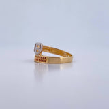 Anillo Cinturon 3.2gr / T7 1/4 / Circones Cafes Dos Oros Amarillo Blanco 18K &