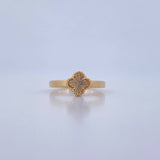 Anillo Trebol VCyA 2.6gr / T7 1/4 / Diamantado Oro Amarillo 18K &