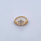 Anillo Corona Cruz 2.4gr / T6 1/4 / Circones Blancos Dos Oros Amarillo Blanco 18K &