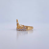 Anillo Corona Cruz 2.4gr / T6 1/4 / Circones Blancos Dos Oros Amarillo Blanco 18K &