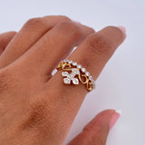 Anillo Corona Cruz 2.4gr / T6 1/4 / Circones Blancos Dos Oros Amarillo Blanco 18K &