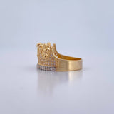 Anillo Corona Reina 4.35gr / T7 1/4 / Circones Blancos Dos Oros Amarillo Blanco 18K &