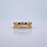 Anillo Doble Linea 3.35gr / T7 / Circones Fucsia Azul Verde Naranja Blancos Oro Amarillo 18K &