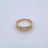 Anillo Doble Linea 3.35gr / T7 / Circones Fucsia Azul Verde Naranja Blancos Oro Amarillo 18K &