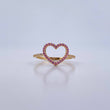 Anillo Silueta Corazon 1.55gr / T7 1/4 / Circones Rosados Blancos Oro Amarillo 18K &