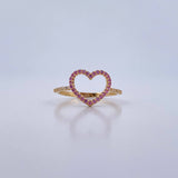 Anillo Silueta Corazon 1.55gr / T7 1/4 / Circones Rosados Blancos Oro Amarillo 18K &