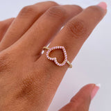 Anillo Silueta Corazon 1.55gr / T7 1/4 / Circones Rosados Blancos Oro Amarillo 18K &