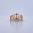 Anillo Corona 4.1gr / T6 1/4 / Circones Blancos Dos Oros Amarillo Blanco 18K &