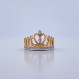 Anillo Corona 4.1gr / T6 1/4 / Circones Blancos Dos Oros Amarillo Blanco 18K &