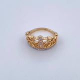 Anillo Corona 4.65gr / T6 / Circones Blancos Dos Oros Amarillo Blanco 18K &