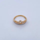 Anillo Corona Corazon 2.75gr / T7 / Circones Blancos Dos Oros Amarillo Blanco 18K &