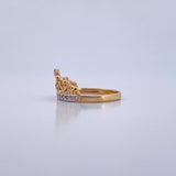 Anillo Corona Corazon 2.75gr / T7 / Circones Blancos Dos Oros Amarillo Blanco 18K &