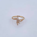 Anillo Fe 1.85gr / T7 / Circones Blancos Oro Amarillo 18K &