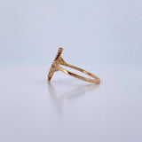 Anillo Cruz Gotica 1.7gr / T6 1/4 / Circones Blancos Oro Amarillo 18K &