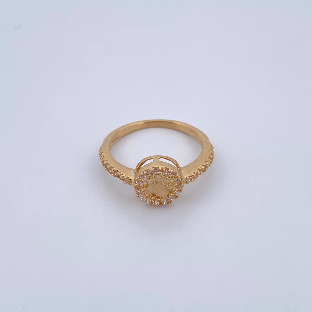 Anillo Huella 2.35gr / T6 1/4 / Circones Blancos Oro Amarillo 18K &