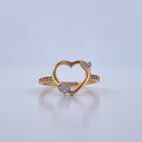 Anillo Silueta Corazon 1.7gr / T6 3/4 / Circones Blancos Oro Amarillo 18K &