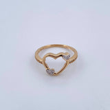 Anillo Silueta Corazon 1.7gr / T6 3/4 / Circones Blancos Oro Amarillo 18K &