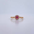 Anillo Solitario Halo 1.8gr / T7 1/4 / Circones Rosado Blancos Oro Amarillo 18K &