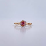 Anillo Solitario Halo 1.8gr / T7 1/4 / Circones Rosado Blancos Oro Amarillo 18K &