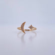 Anillo Abrazo Estrella Y Luna 1.4gr / T7 1/4 / Circones Blancos Oro Amarillo 18K &