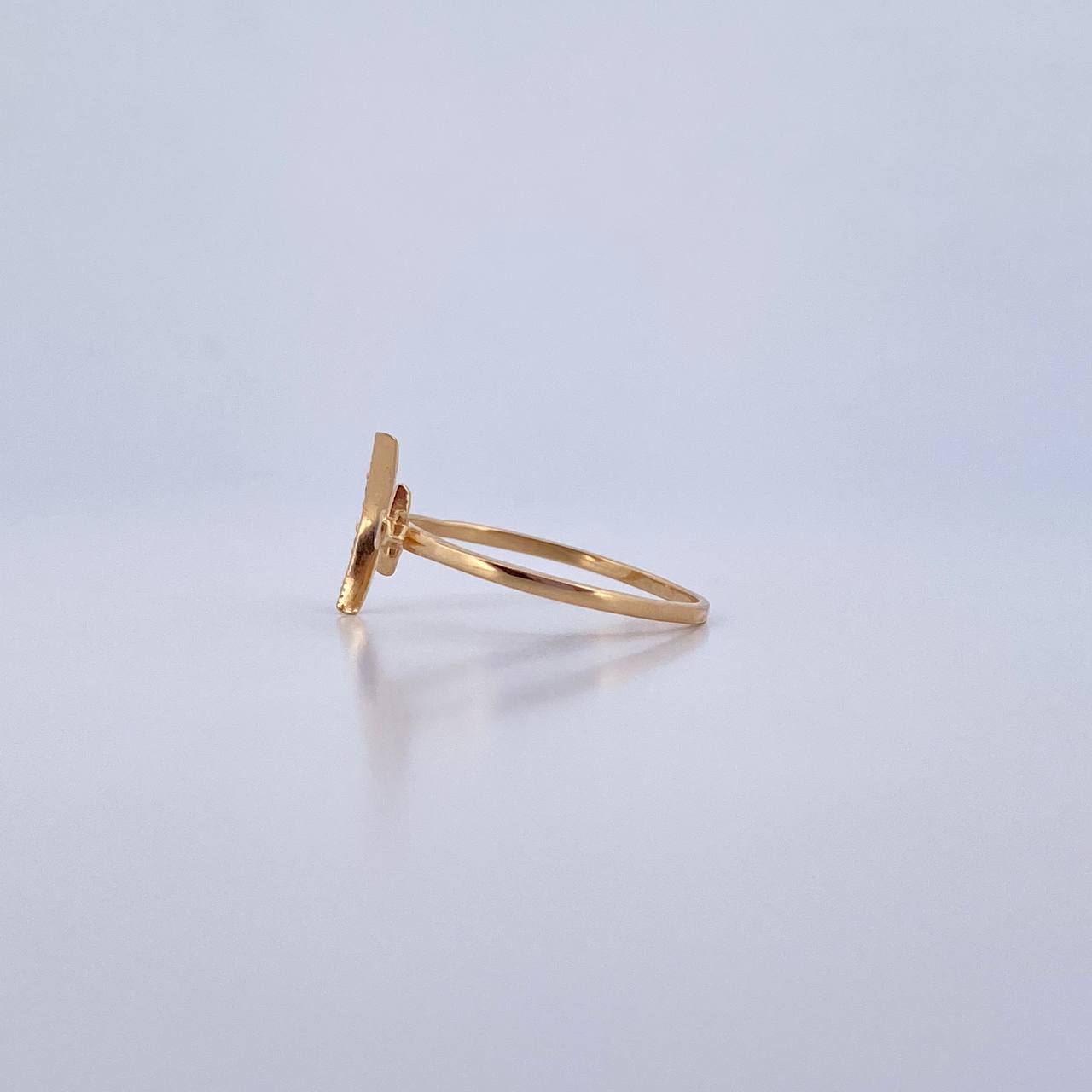 Anillo Abrazo Estrella Y Luna 1.4gr / T7 1/4 / Circones Blancos Oro Amarillo 18K &