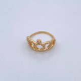 Anillo Corona 2.55gr / T6 / Circones Blancos Oro Amarillo 18K &