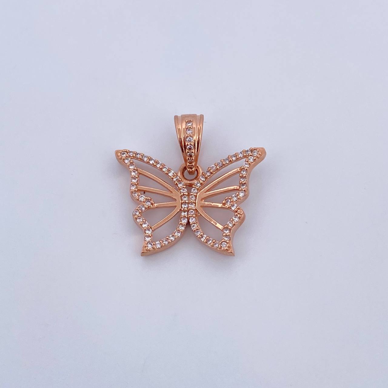 Dije Mariposa 3.25gr / 2cm / Circones Blancos Oro Rosa 18K &